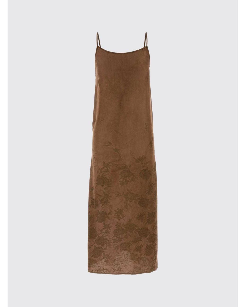 Uma Wang Brown Floral Print Viscose Blend Midi Slip Dress