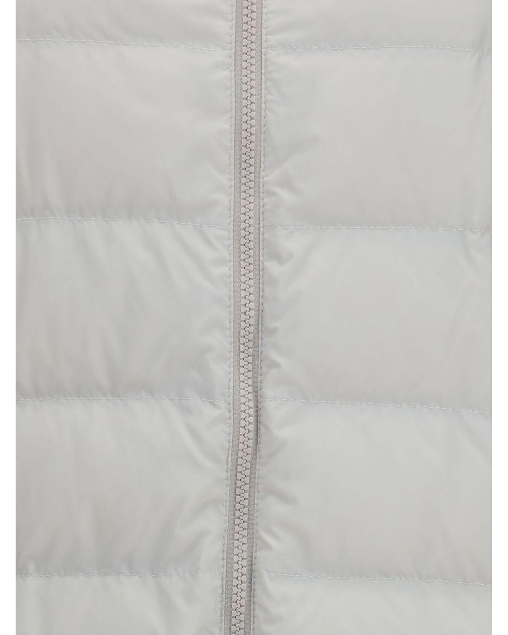 Brunello Cucinelli Gray Short Quilted Nylon Hooded Puffer Jacket With Zip Closure