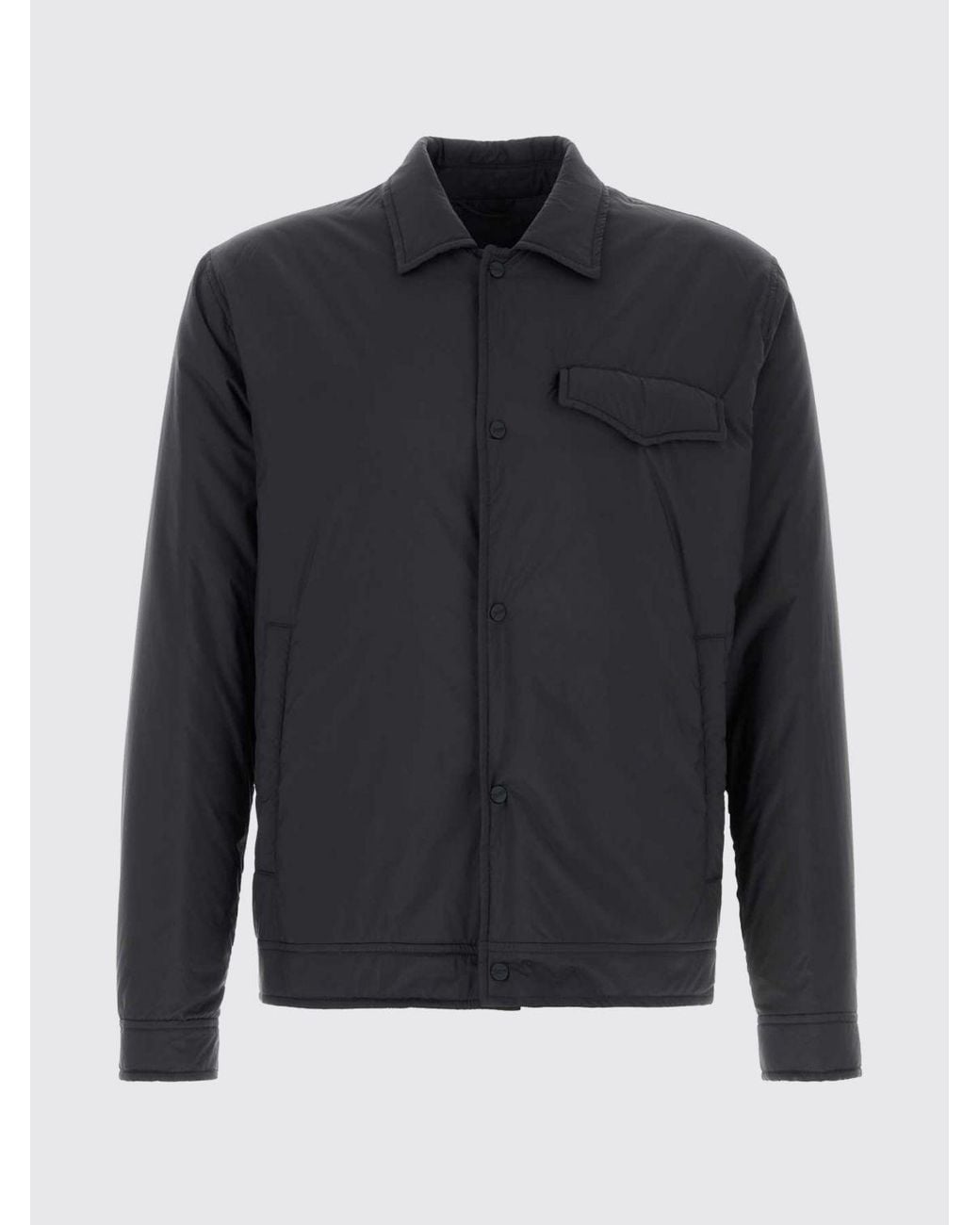 Herno Gray Padded Technical Fabric Shirt Jacket With Flap Pockets for men