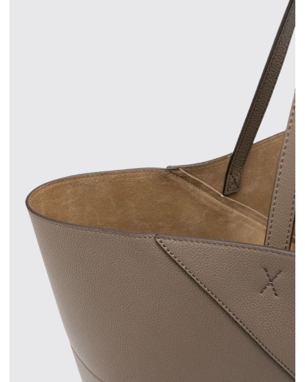 Loewe Gray Large Puzzle Fold Calfskin Leather Tote Bag With Laminated Logo