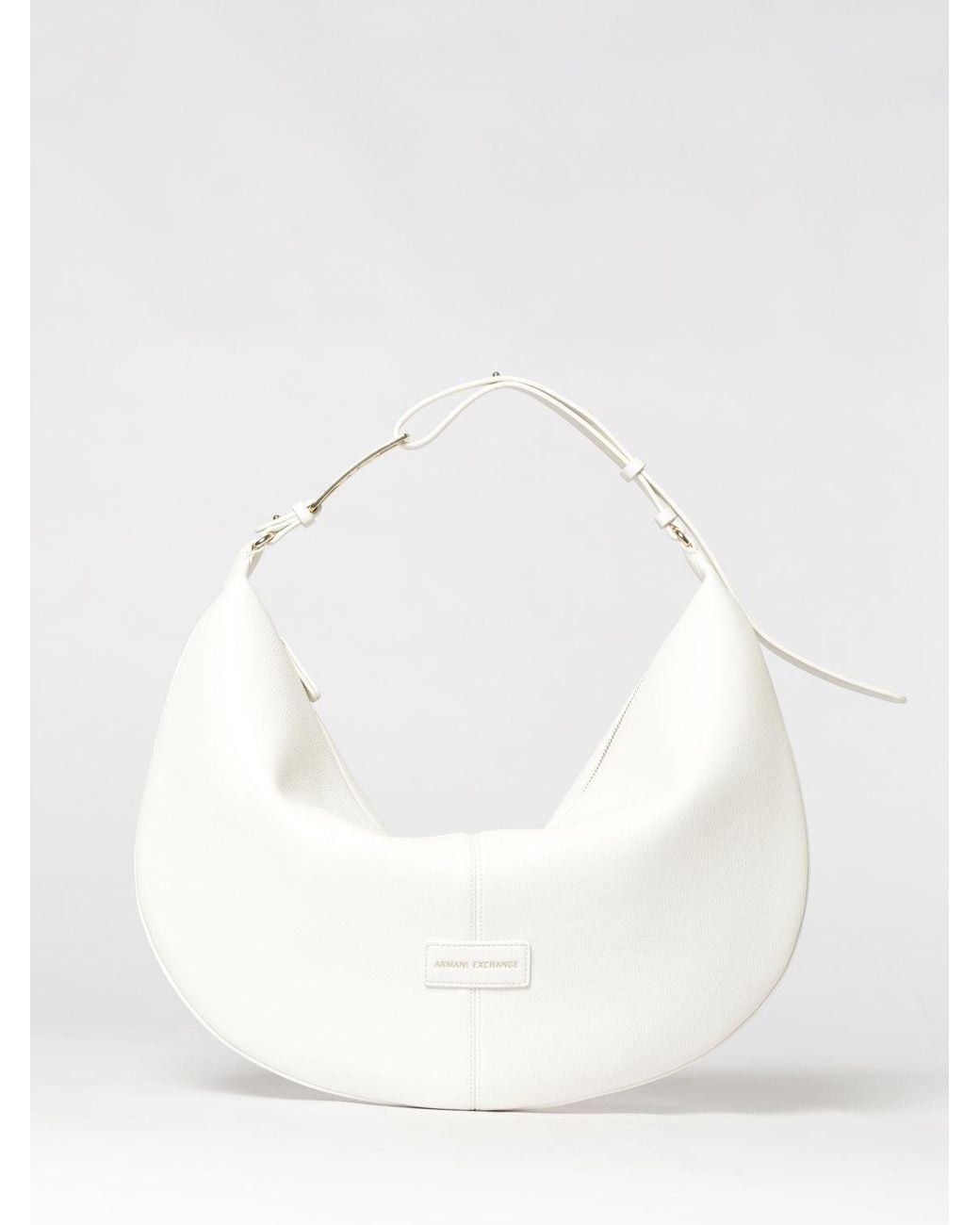 ARMANI EXCHANGE White Grained Faux Leather Hobo Bag