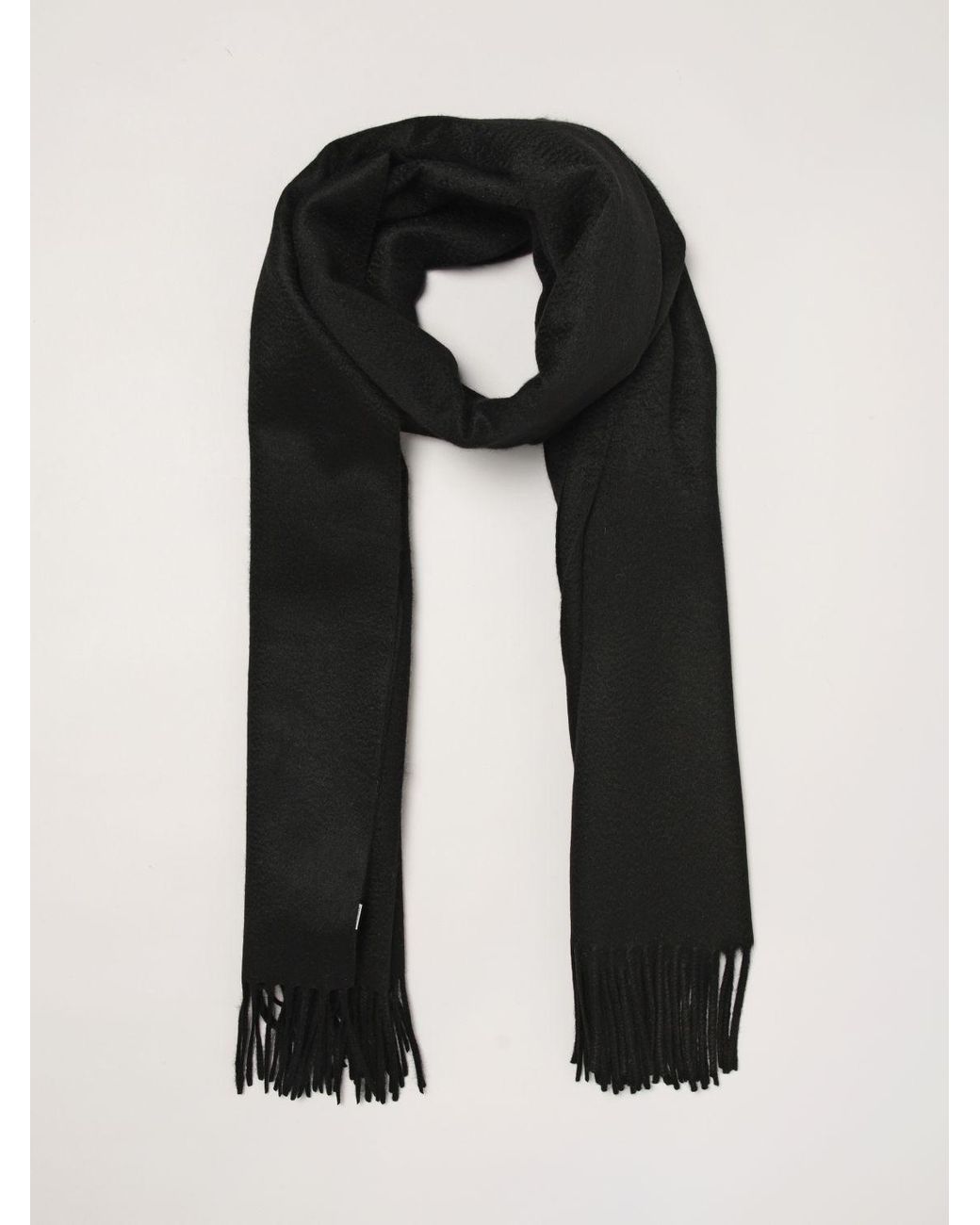 Max Mara Black Baci Pure Cashmere Scarf With Embroidered Logo And Fringes
