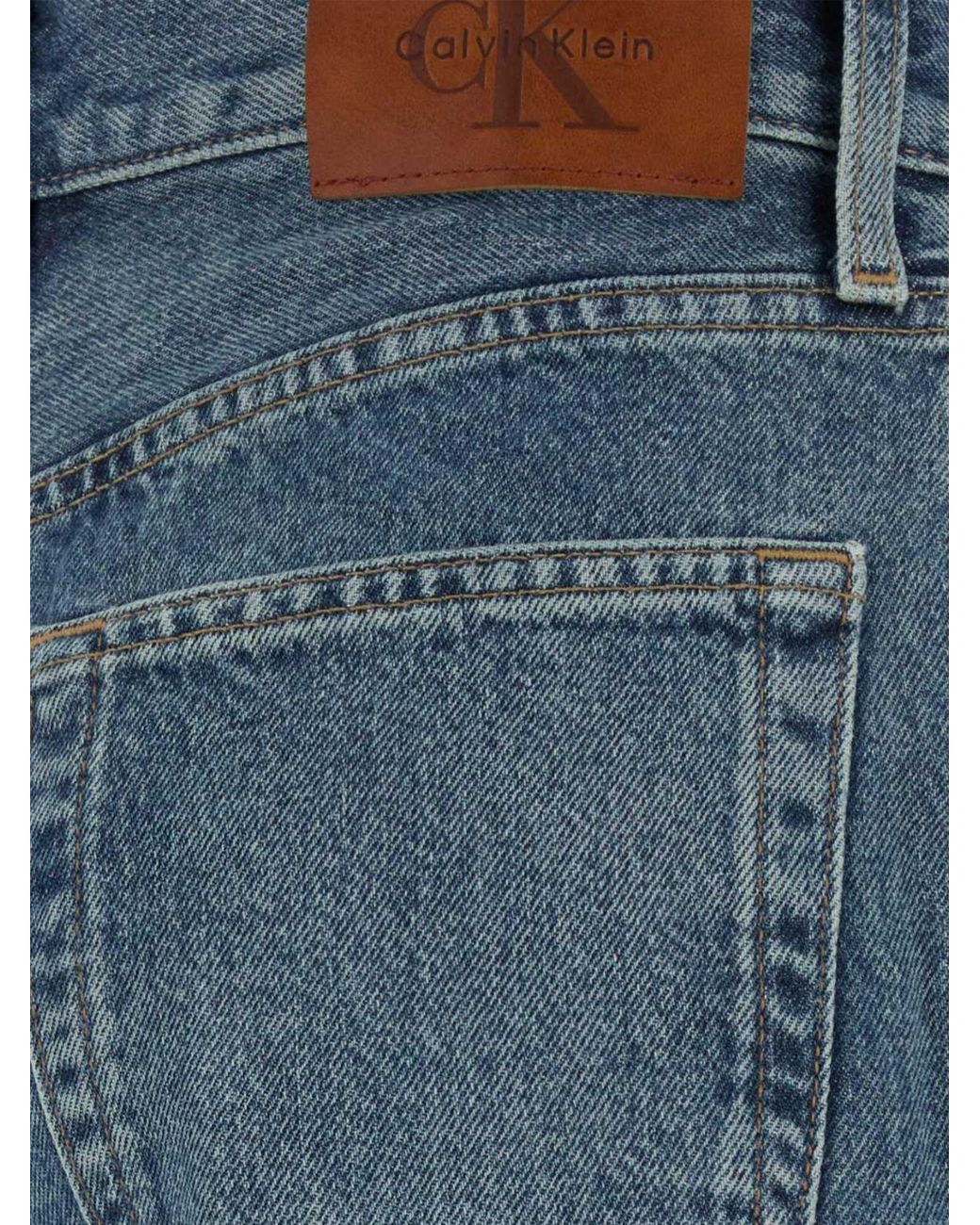 Calvin Klein Blue High-Waisted Wide-Leg Cotton Denim Jeans