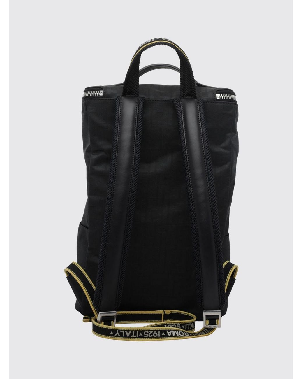 Fendi Black Tourist Technical Fabric Backpack With Ff Monogram And Adjustable Straps for men