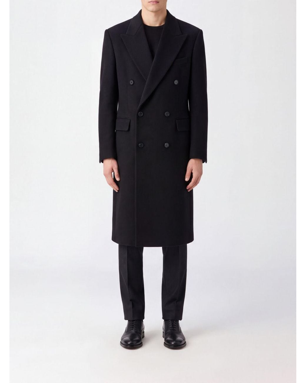 TONYWACK Blue Double-Breasted Long Coat for men