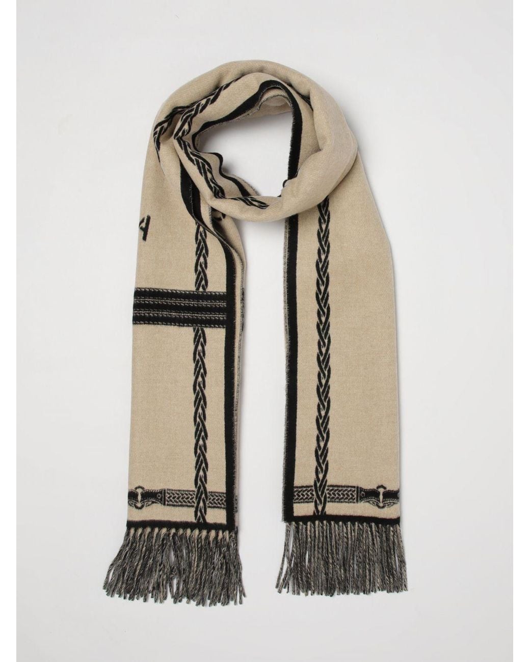 Fendi Natural Selleria Logo-Print Wool And Cashmere-Blend Scarf