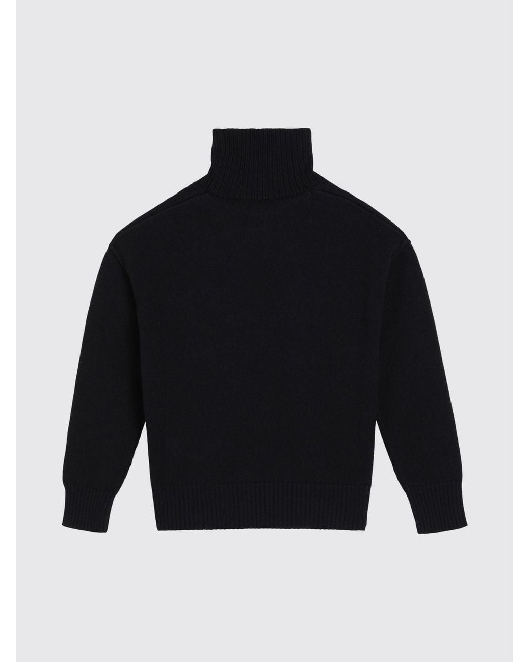 AMI Blue Jacquard Logo Wool Turtleneck Jumper With Dropped Shoulders for men