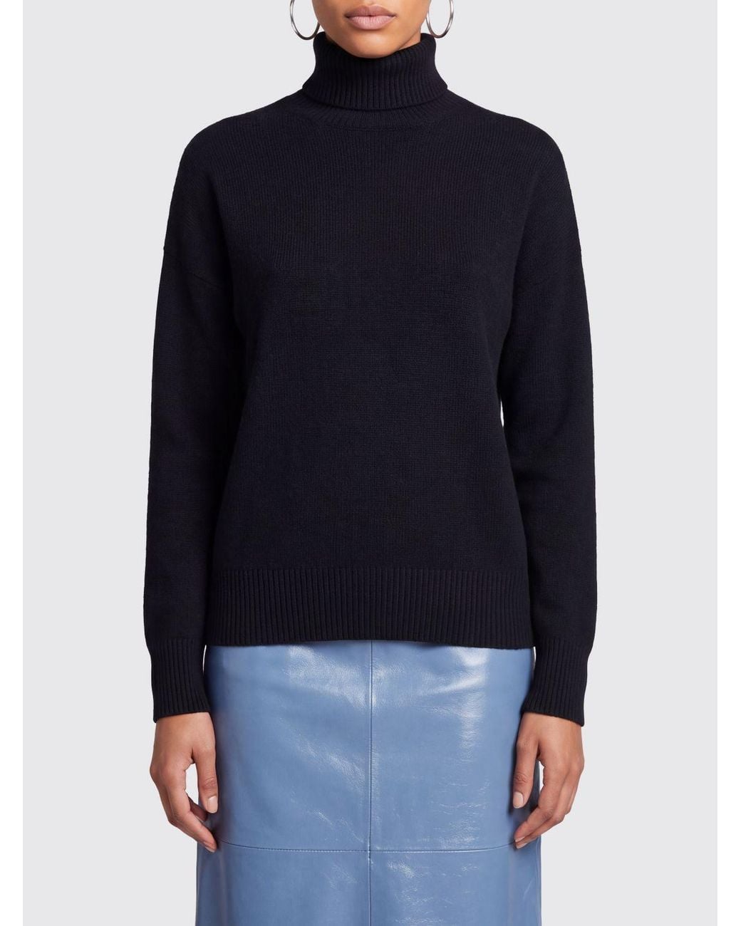 Mrz Blue Dropped Shoulder Virgin Wool And Cashmere Turtleneck Jumper
