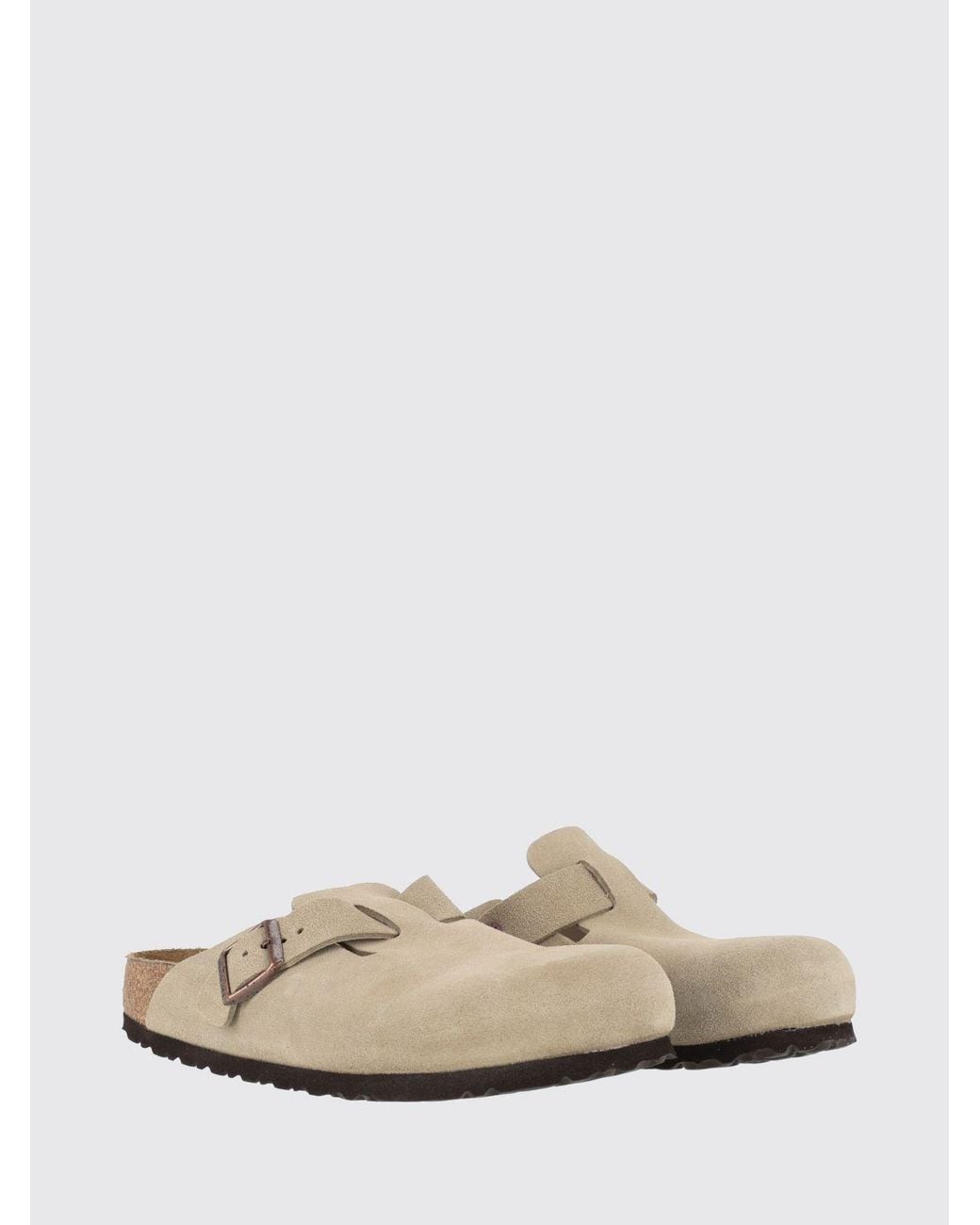 Birkenstock White Boston Suede Mules With Adjustable Strap