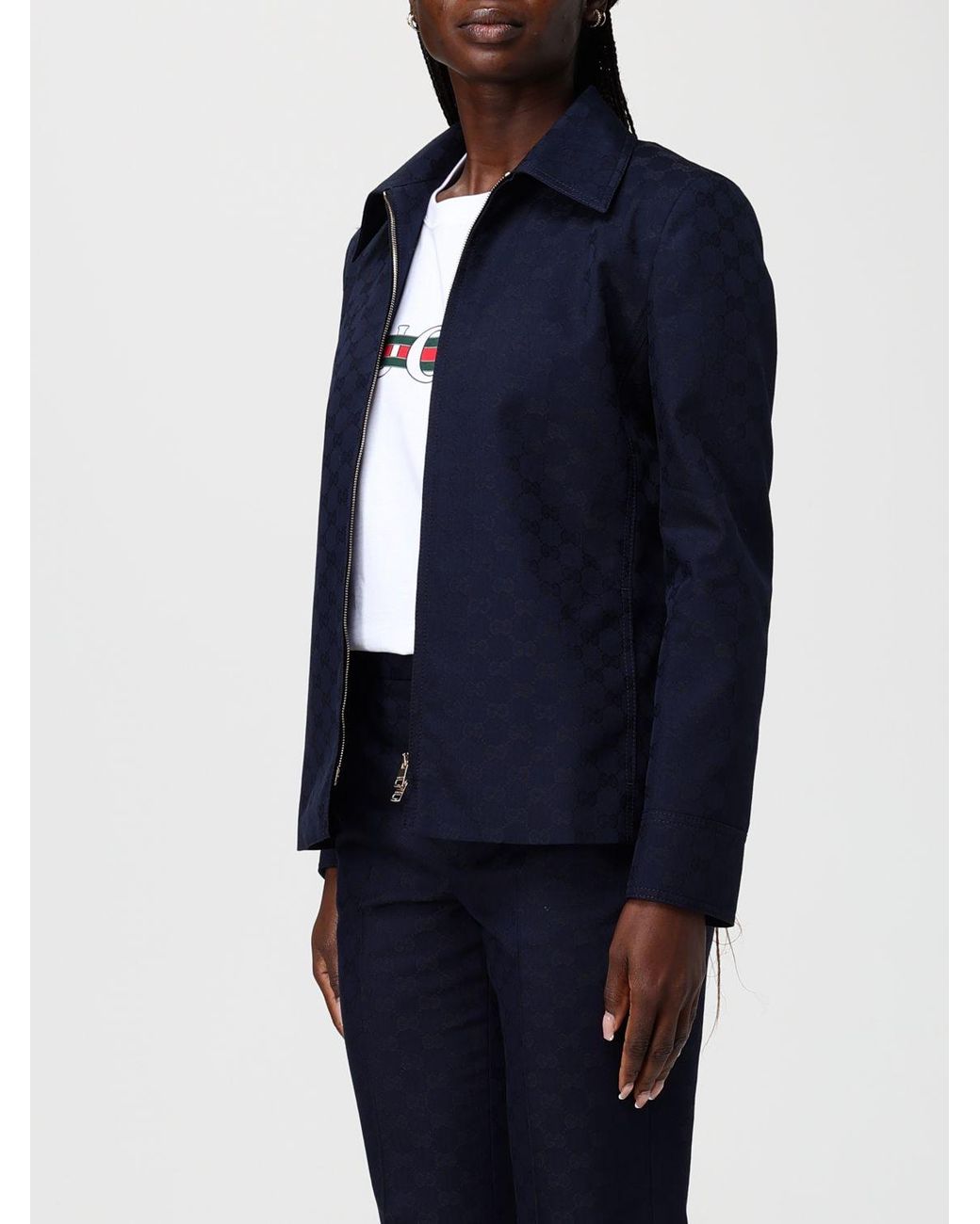 Chaqueta Gg De Mezcla De Algodón Gucci de color Blue