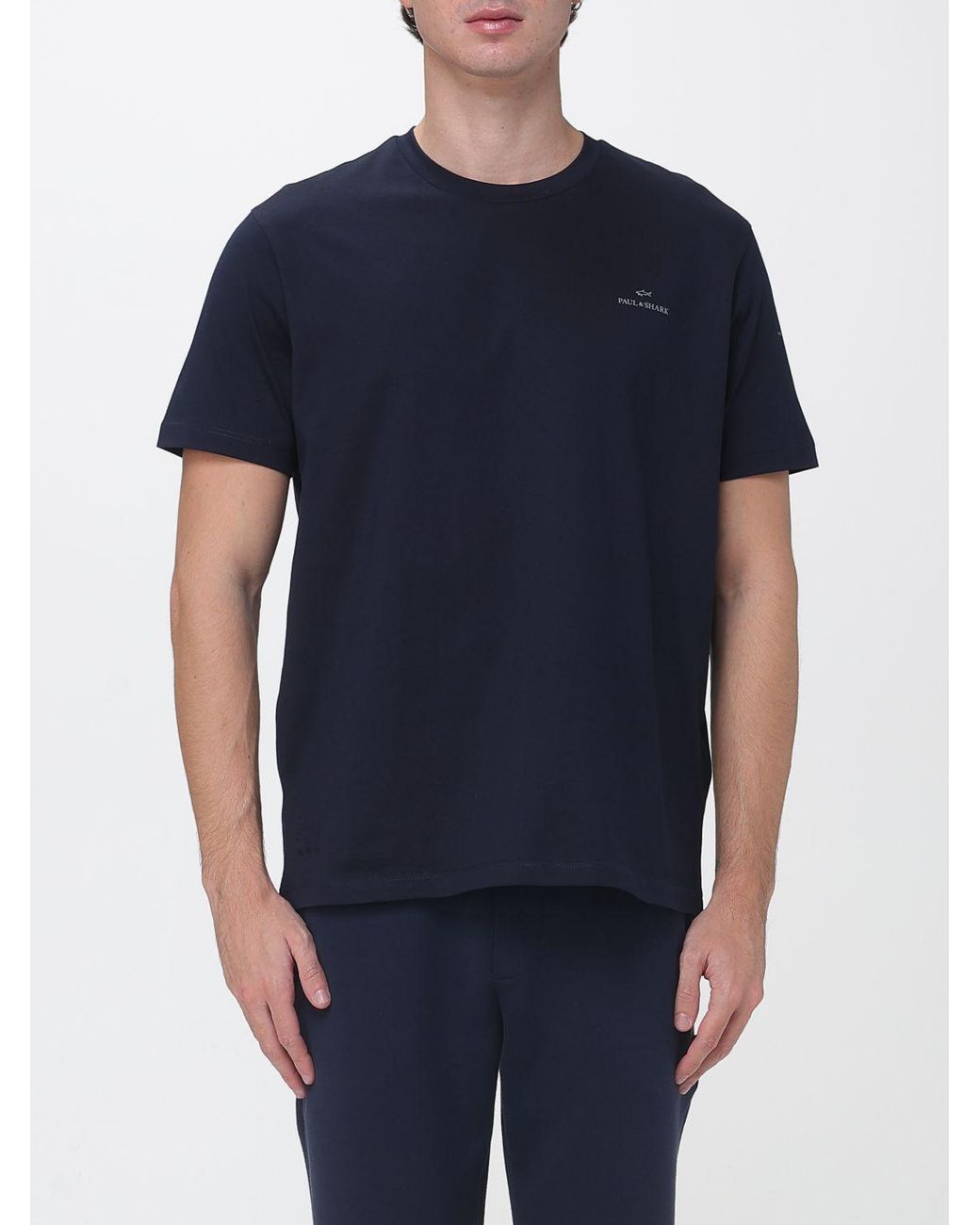 Paul & Shark Blue Paul &Amp Shark Short-Sleeved Cotton Crew Neck T-Shirt With Tone-On-Tone Logo for men