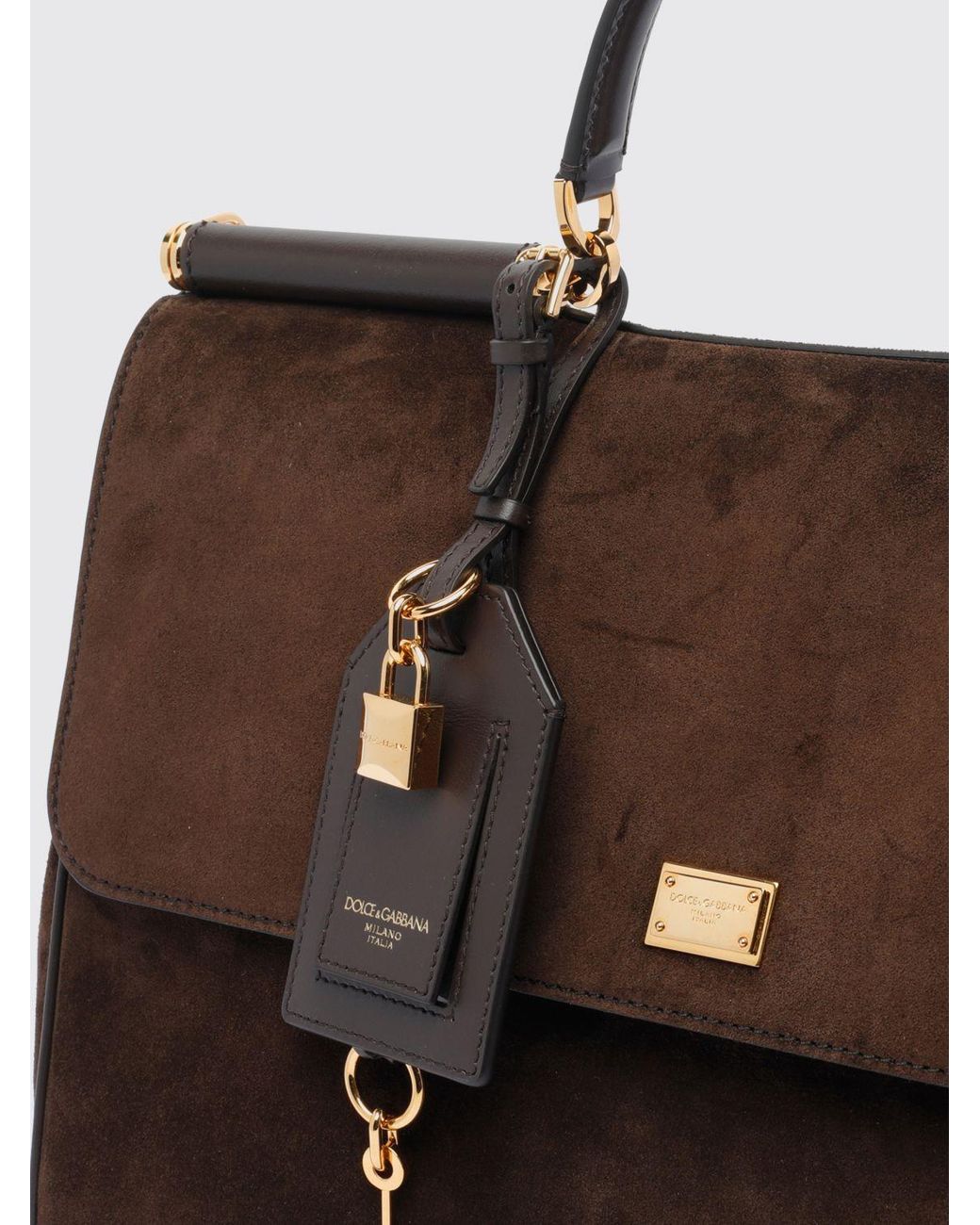 Dolce & Gabbana Brown Dolce &Amp Gabbana My Sicily Suede Handbag With Charm