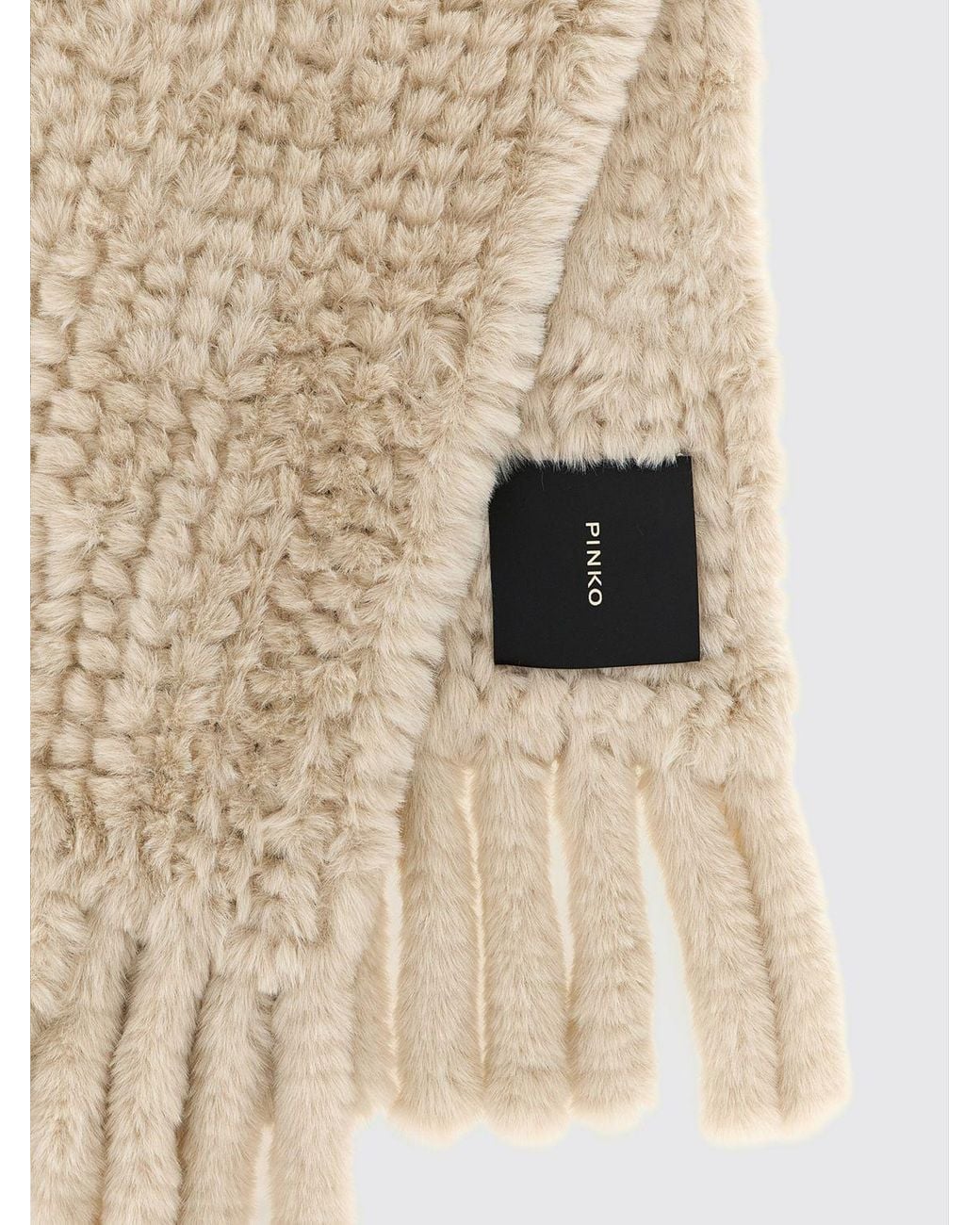 Pinko Natural Geloso Polyester Scarf With Fringed Edges And Applied Logo