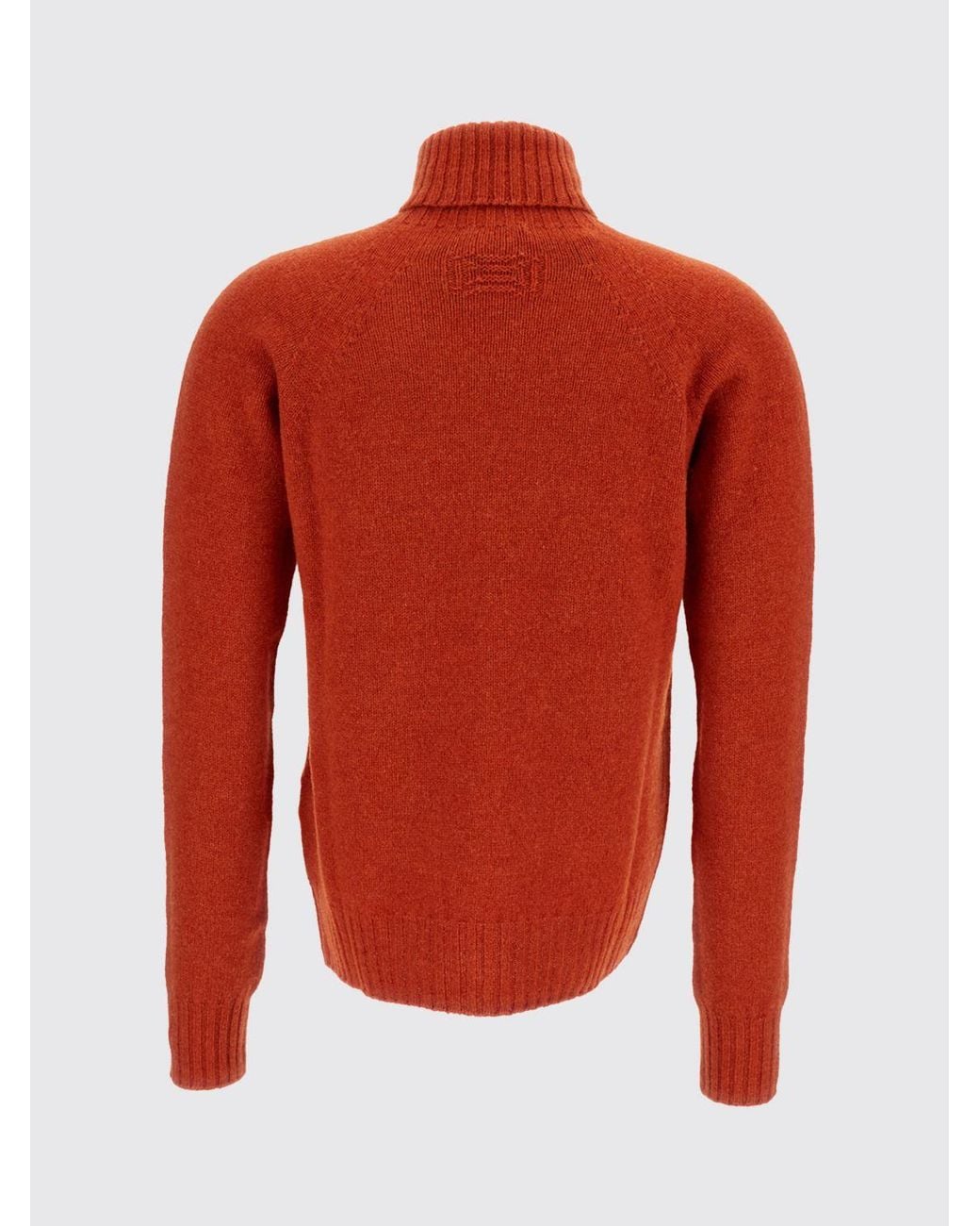 Drumohr Red Lambswool Turtleneck Jumper With Dropped Shoulders