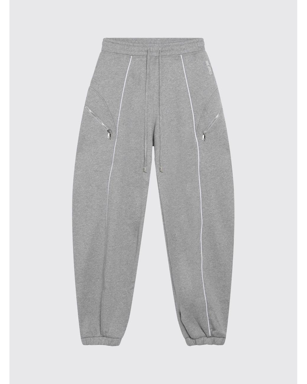 The Attico Gray Jersey Jogging Trousers With Elasticated Waist And Embroidered Logo