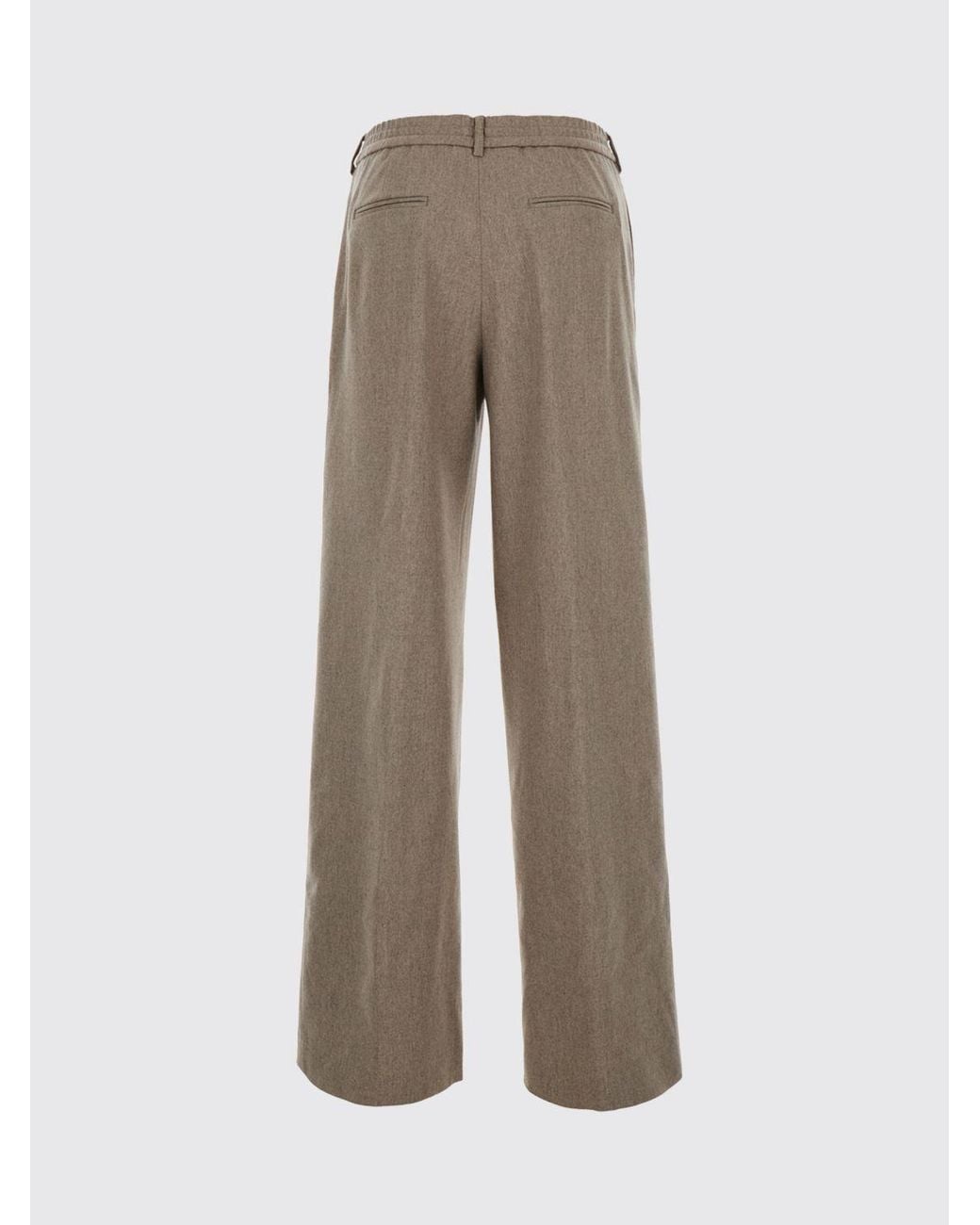 PT Torino Natural Mid-Rise Wool Wide-Leg Trousers