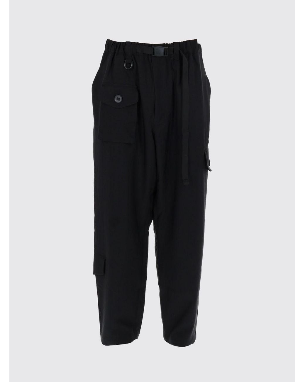 Y-3 Black Wide-Leg Crêpe Cargo Trousers With Drawstring Waist for men