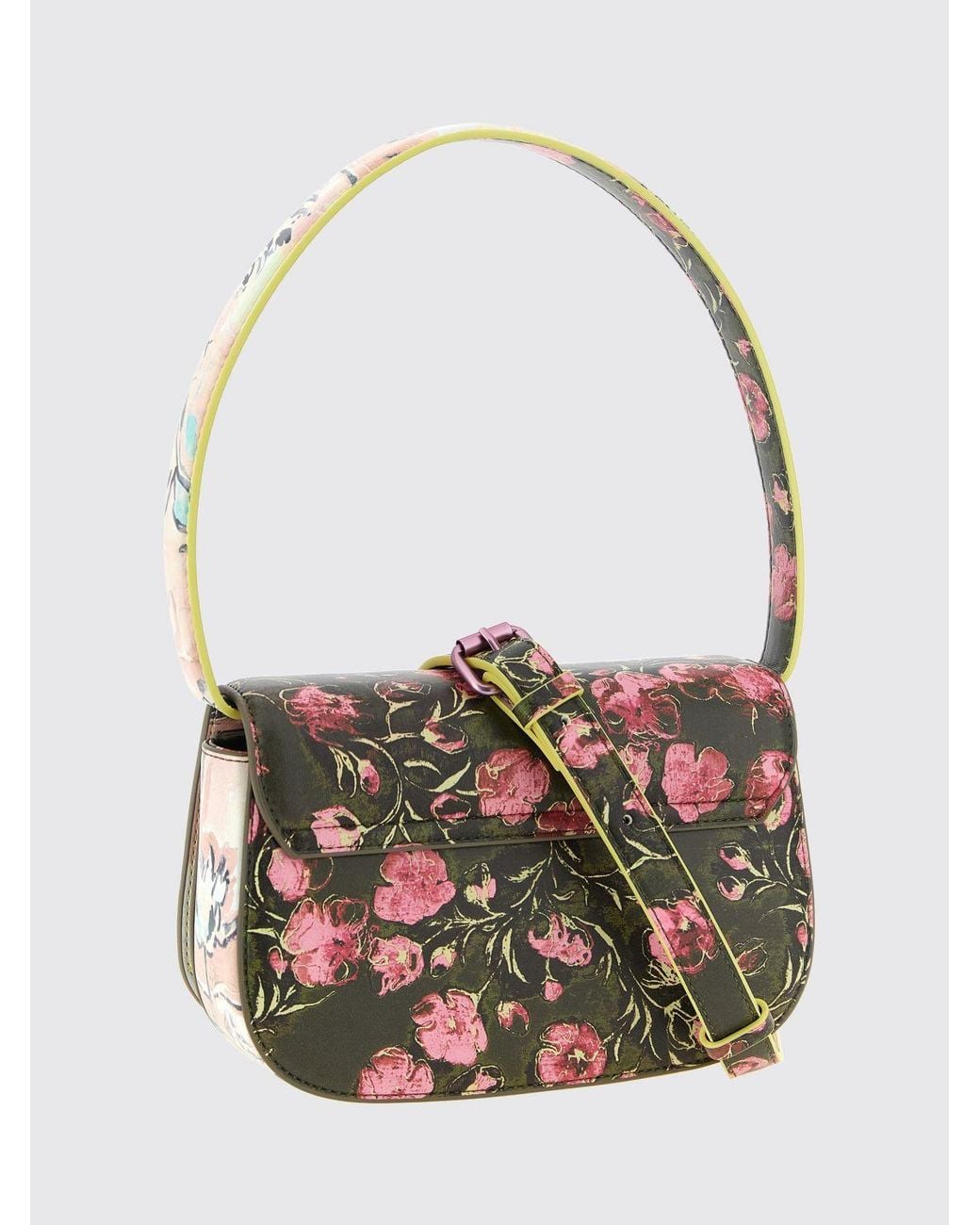 DIESEL Pink 1Dr Floral Print Shoulder Bag With Oval D Logo