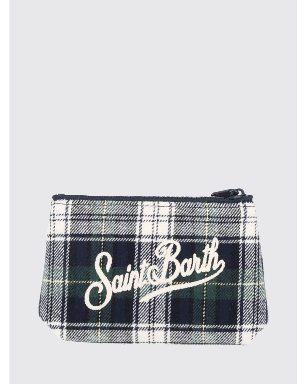 Mc2 Saint Barth Blue Aline Tartan Wool-Blend Mini Handbag With Logo
