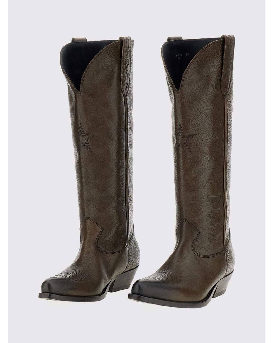 Golden Goose Deluxe Brand Brown Wish Star Leather Knee-High Cowboy Boots