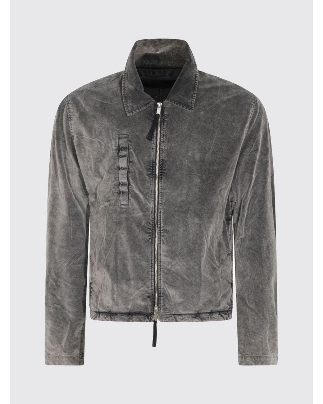Thom Krom Gray Slim-Fit Cotton Denim Shirt Jacket With Zip for men