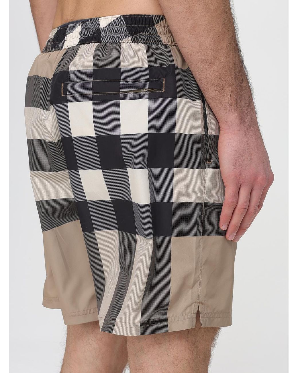 Burberry Natural Check Print Polyester Swim Trunks for men