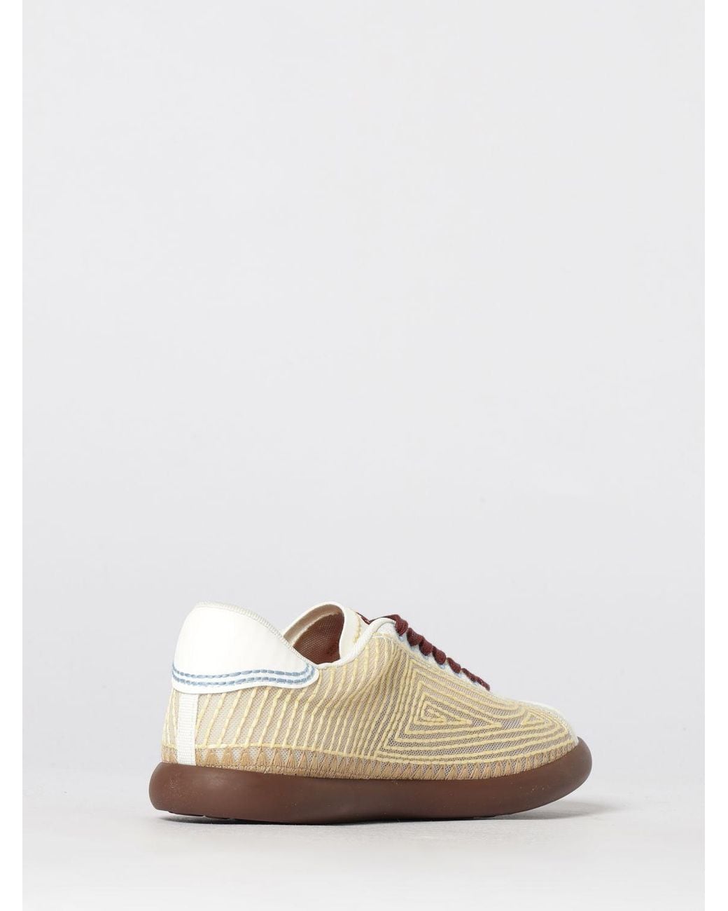 Camper Yellow Pelotas Soller Leather And Recycled Polyester Sneakers With Thread Stitching