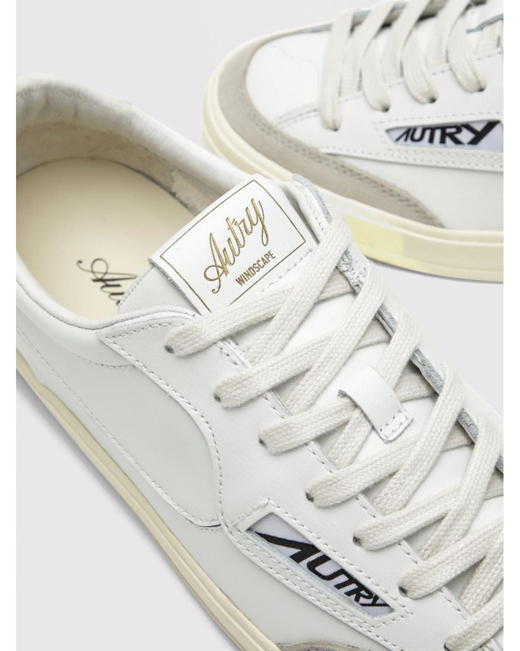 Autry White Windscape Zweifarbige Low-Top-Ledersneakers Mit Frotteefutter