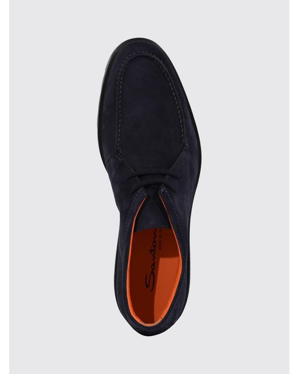 Santoni Blue Suede Chukka Boots With Lace-Up Closure And Lug Sole for men