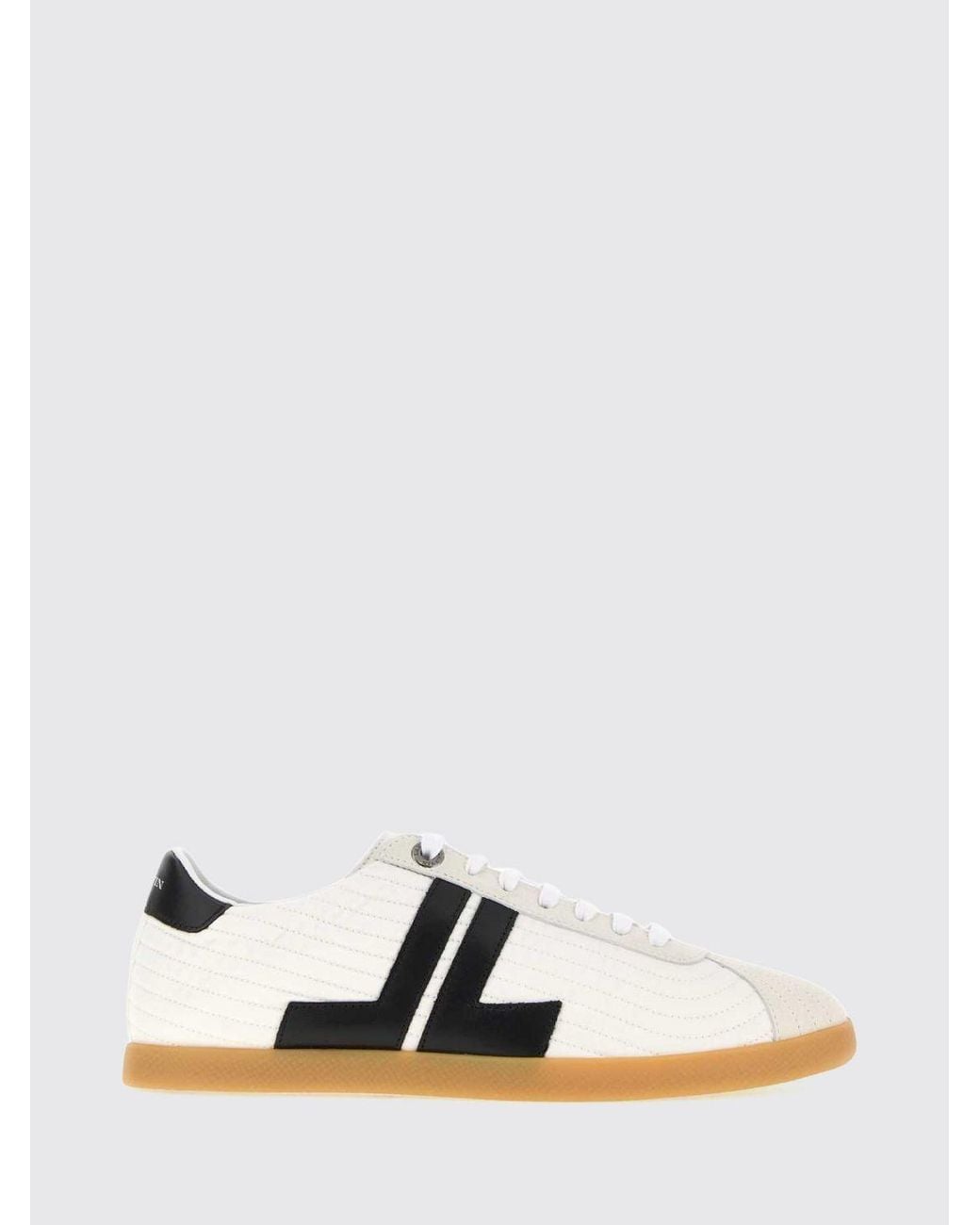 Lanvin White Glen Quilted Monogram Nylon Sneakers With Leather Details