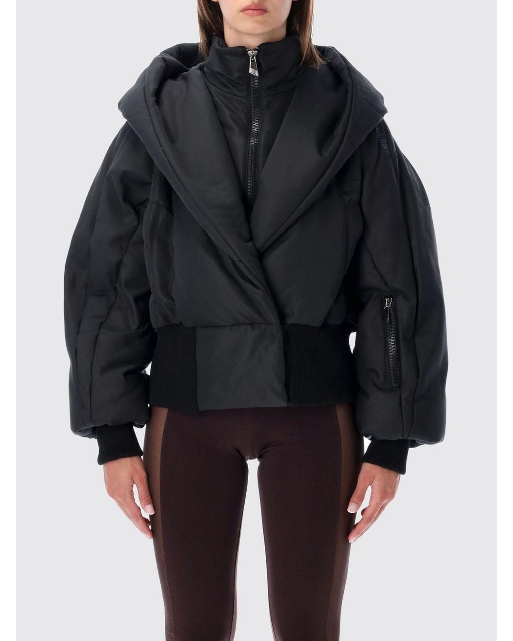 The Attico Black Oversized Bomber Puffer Jacket