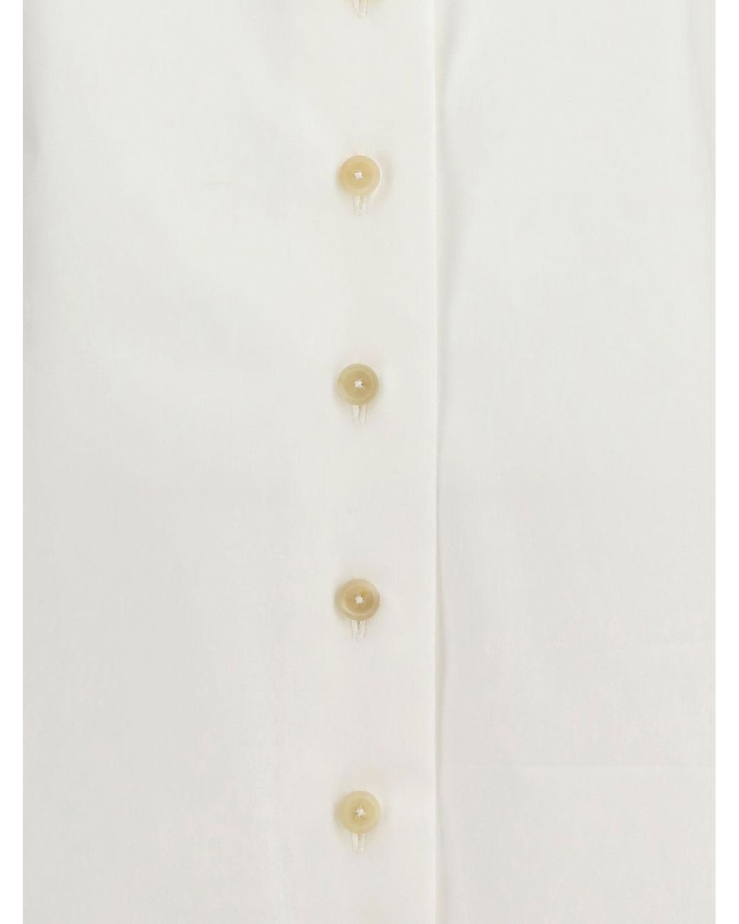 Khaite White Slim-Fit Cotton Shirt With Point Collar And Curved Hem