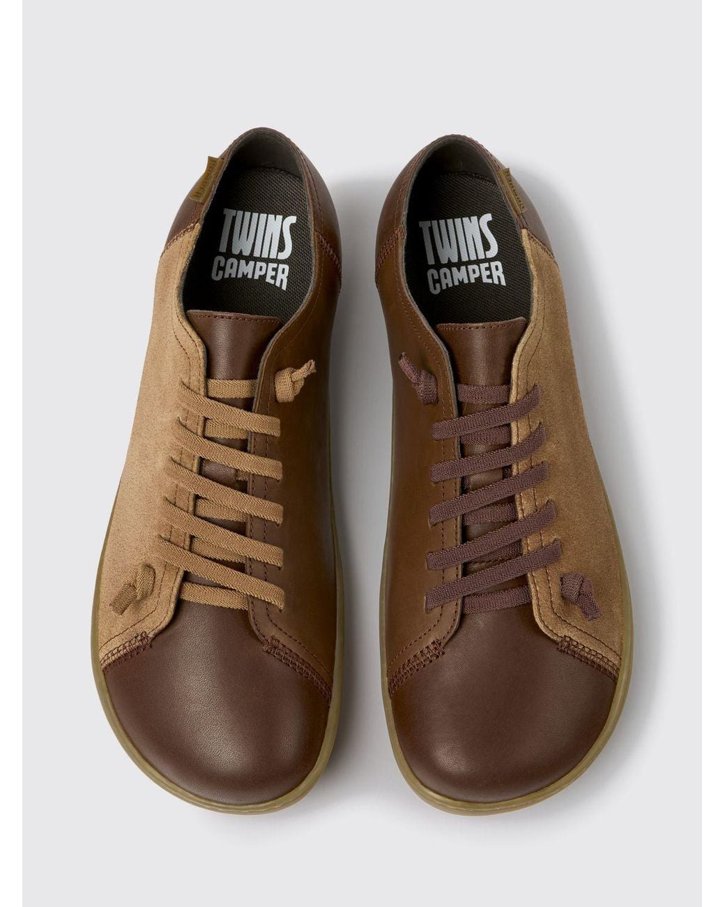 Camper Brown Twins Bicolour Suede Slip-On Sneakers for men