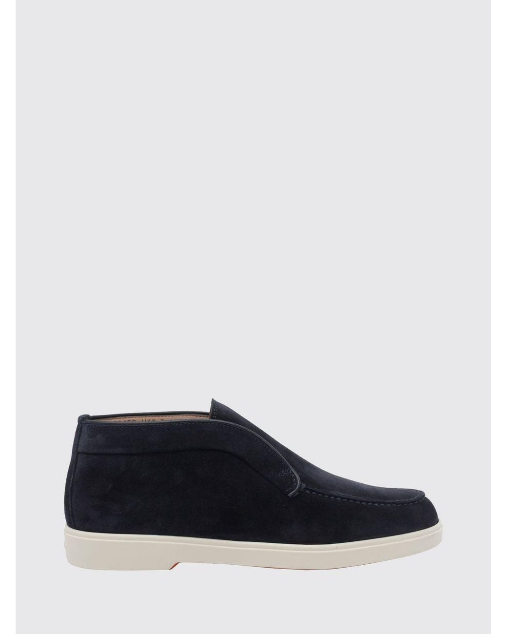 Santoni Blue Suede Chukka Ankle Boots With Round Toe And Rubber Sole