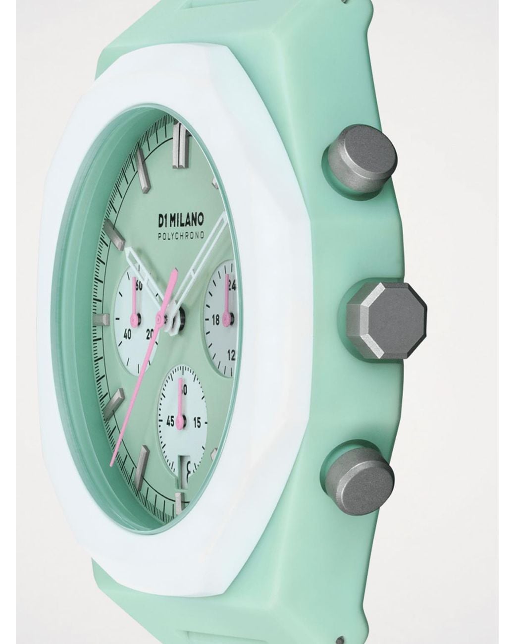 D1 Milano Green Bicolor Polycarbonate Watch With Abstract Pattern for men