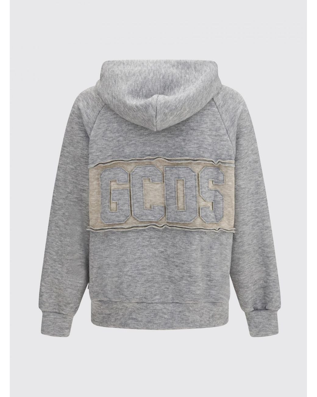 Gcds Gray Cotton Zip-Up Hoodie With Contrast Logo for men