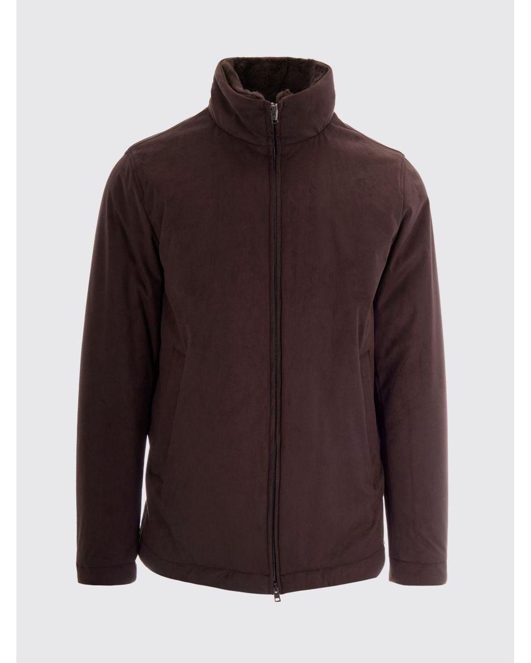 Herno Brown High Neck Bomber Jacket for men