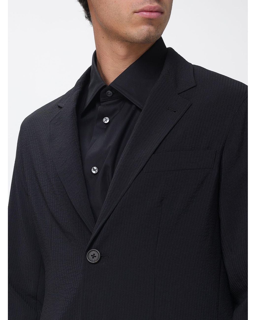 Emporio Armani Blue Single-Breasted Polyester Blazer for men