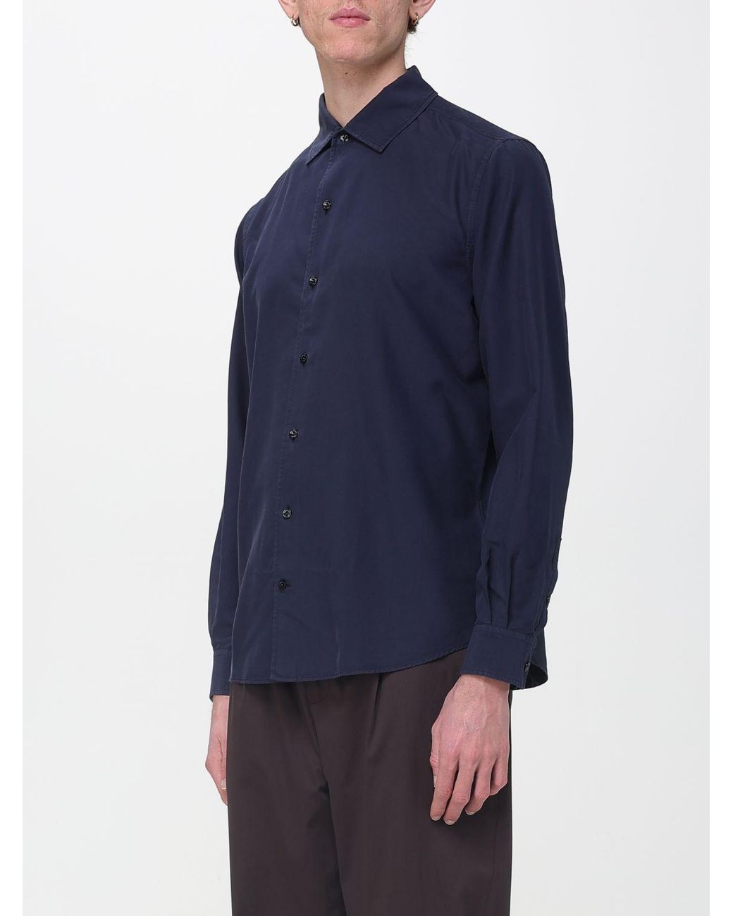 Agnona Blue Classic Cotton And Silk Blend Shirt for men