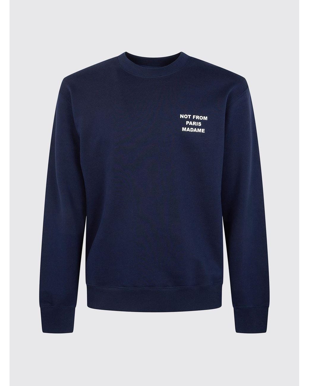 Drole de Monsieur Blue Crewneck Cotton Sweatshirt With Slogan Print for men