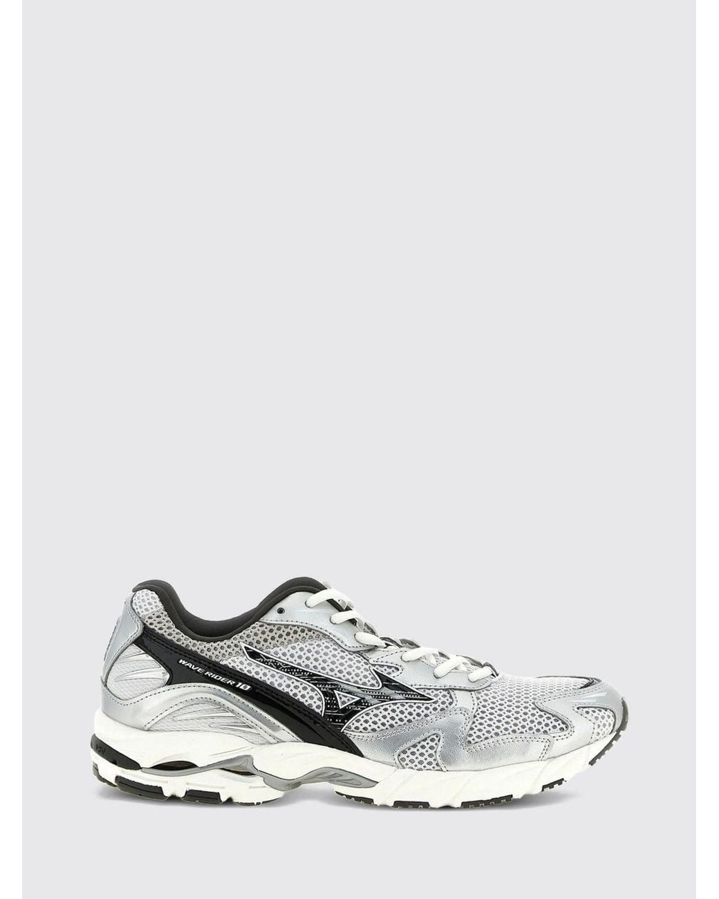 Mizuno White Wave Rider 10 Mesh Trainers With Laminated Inserts And Logo for men