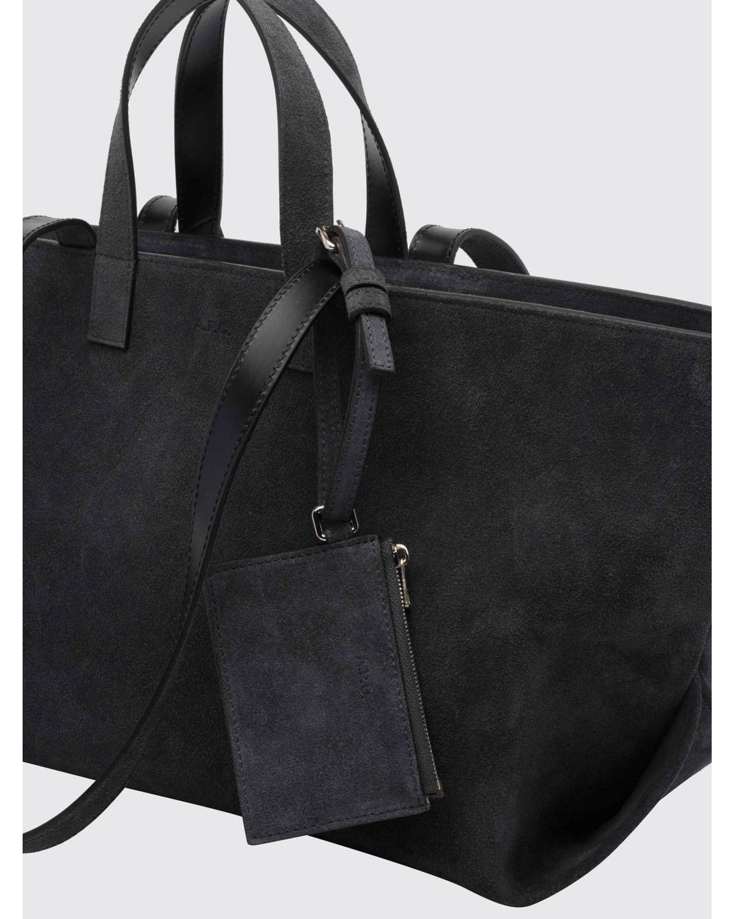 A.P.C. Black Le Drummer Large Suede Tote Bag With Four Handles