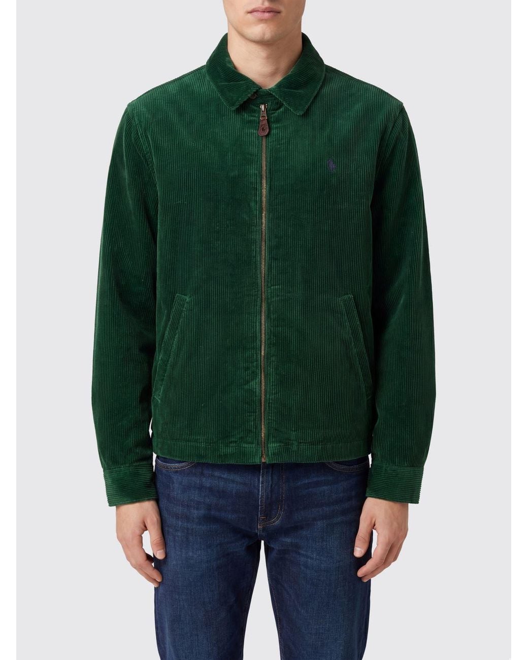 Polo Ralph Lauren Green Wynton Velvet Shirt Jacket With Embroidered Logo for men
