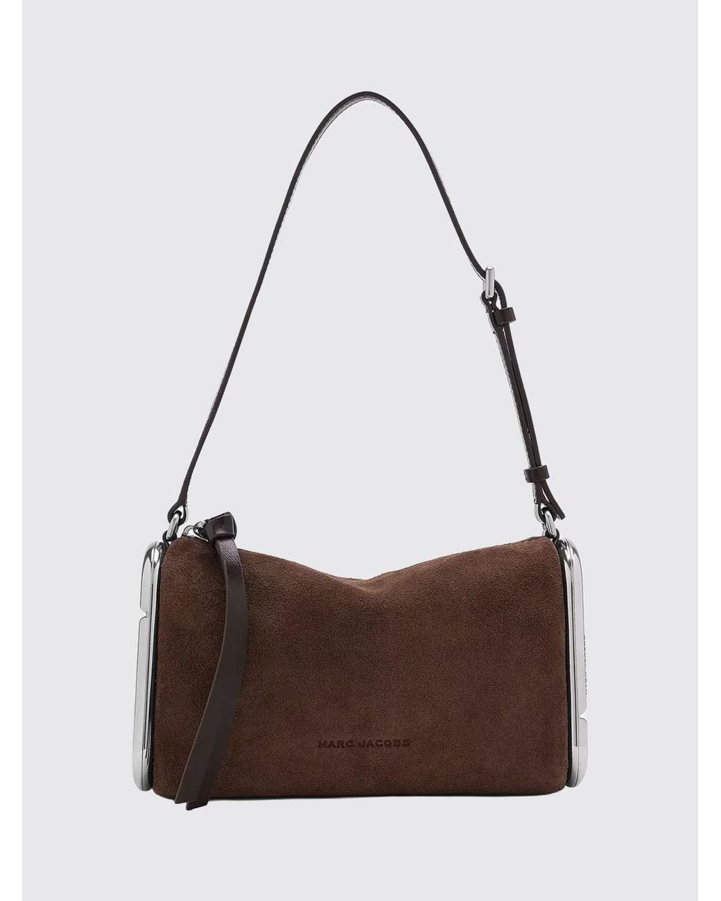 Marc Jacobs Brown Suede Leather Shoulder Bag With Metallic Double J Logo