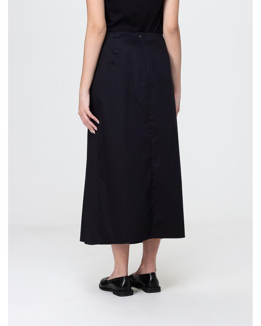 Max Mara Blue Draped A-Line Midi Skirt