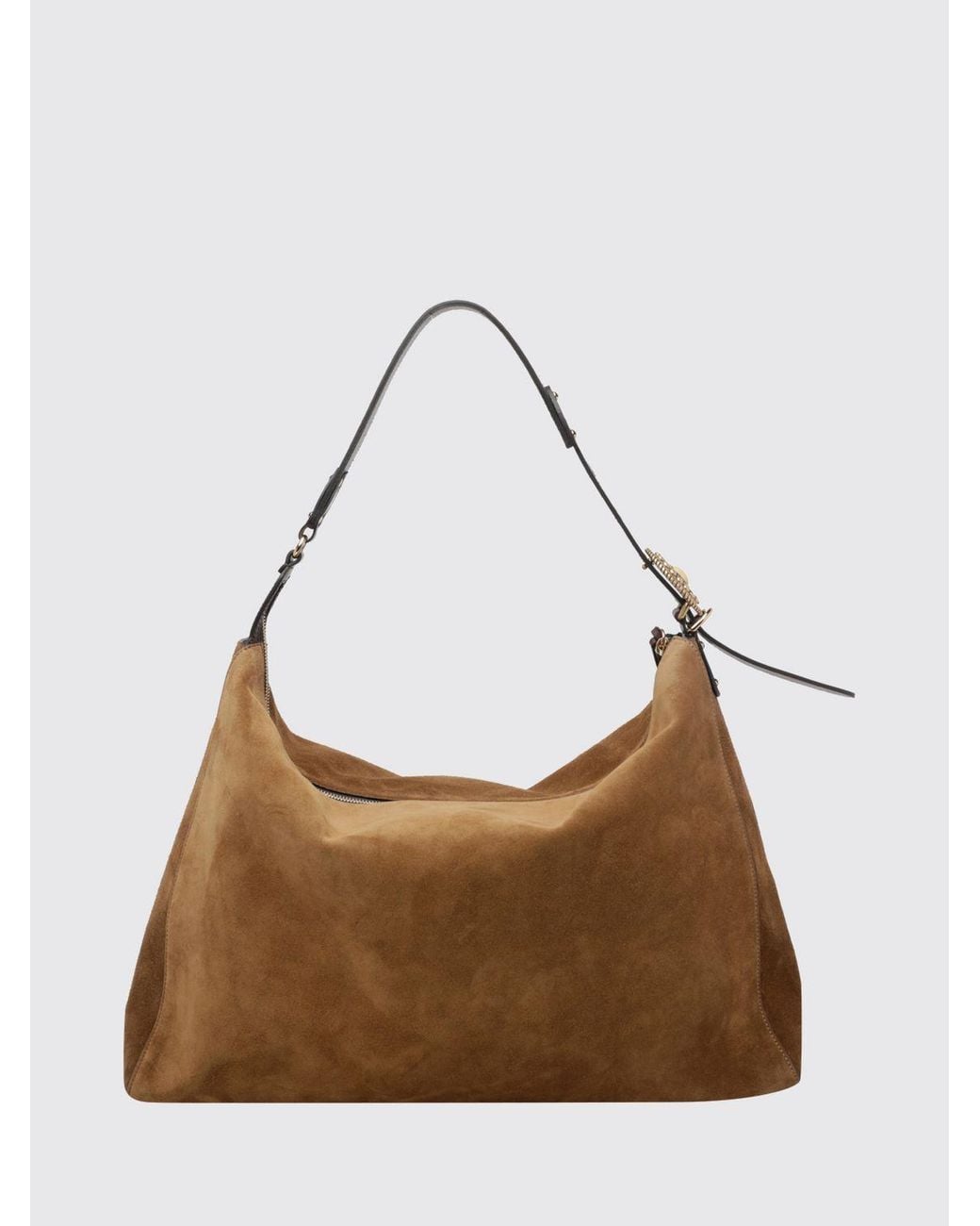 Etro Brown Rosette Suede Calfskin Shoulder Bag With Adjustable Handle