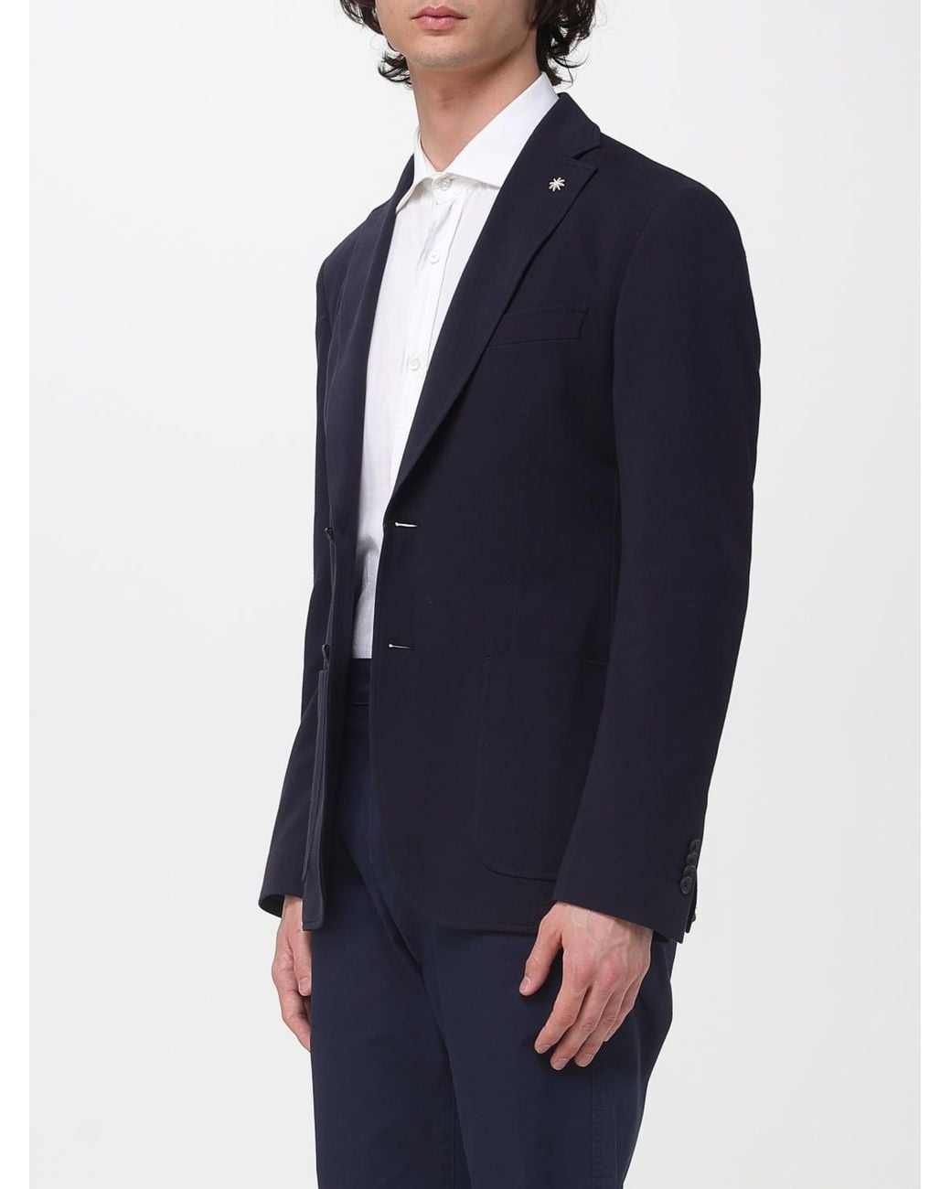 Manuel Ritz Blue Single-Breasted Blazer for men