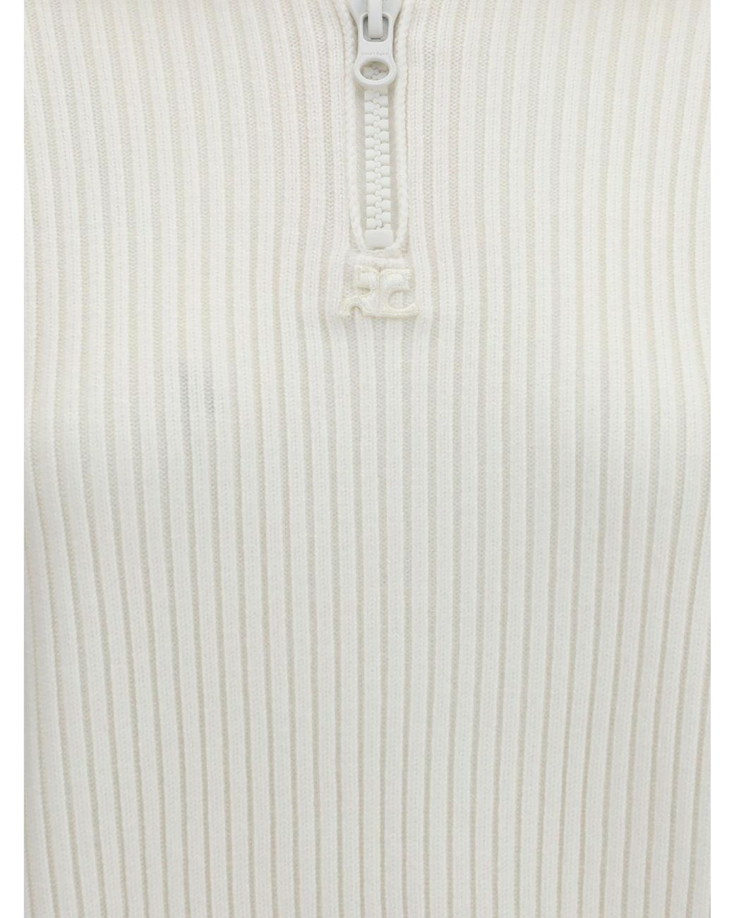 Courreges White CourrÈ Ges Ribbed Turtleneck Jumper
