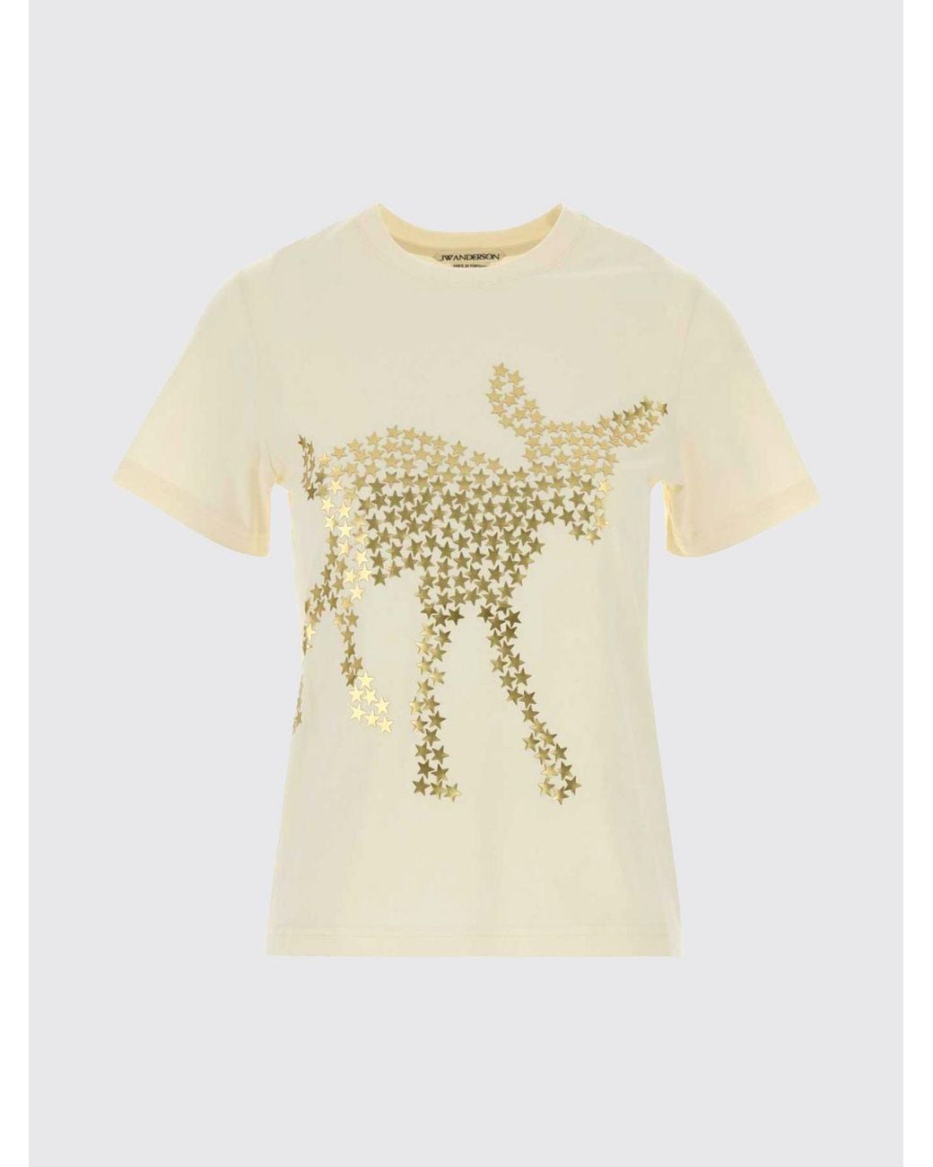 J.W. Anderson Natural All-Over Star Graphic Print Cotton T-Shirt