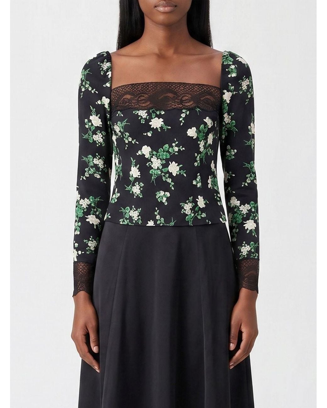 Dolce & Gabbana Black Dolce &Amp Gabbana Floral Silk Top
